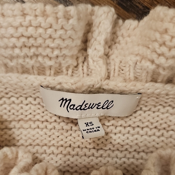 Madewell Cream Ruffle Neck Ruffle Sleeve Sweater - Picture 2 of 9
